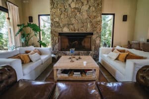living room coffee table made from natural stone slabs